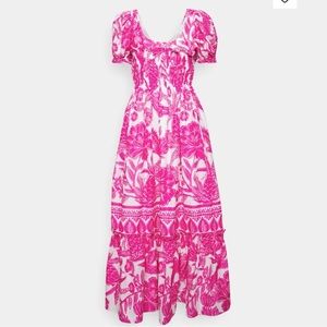 FARM Rio Pink Tropical Woodcut Maxi Dress - XL